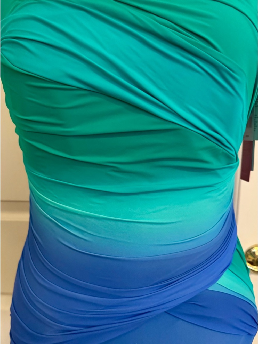 Gottex Swimsuit Blue and Turquoise Green One Piece Swimsuit Size 14 **NWT** - Picture 7 of 10